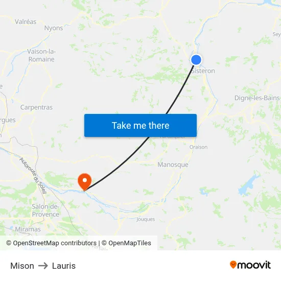 Mison to Lauris map