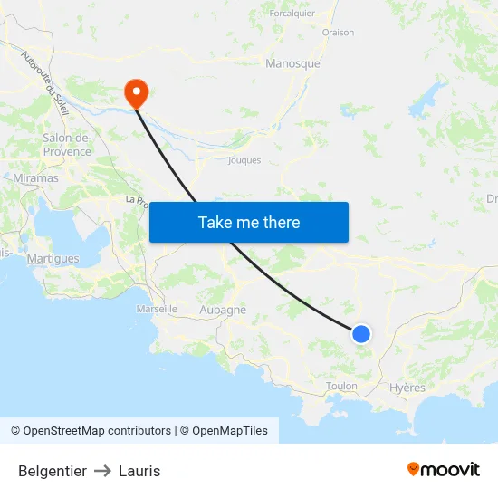Belgentier to Lauris map