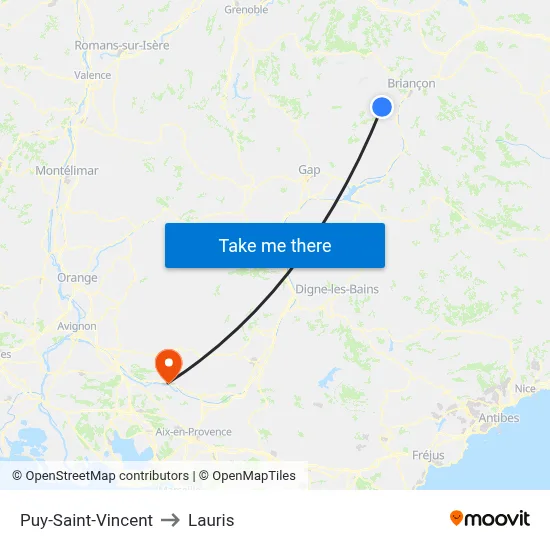 Puy-Saint-Vincent to Lauris map