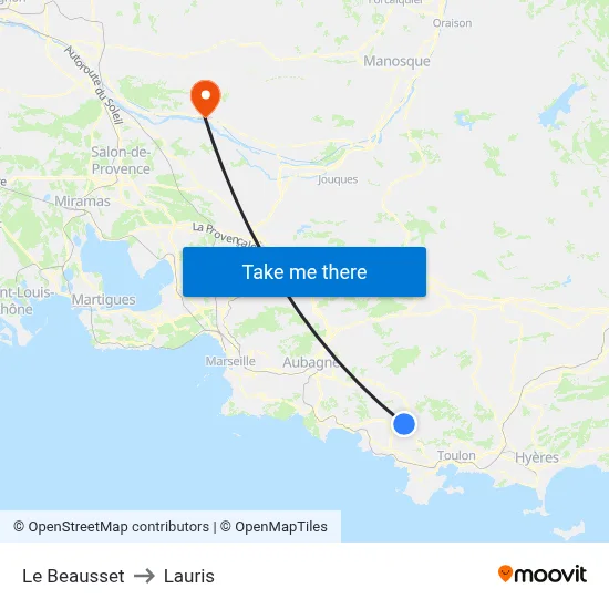 Le Beausset to Lauris map