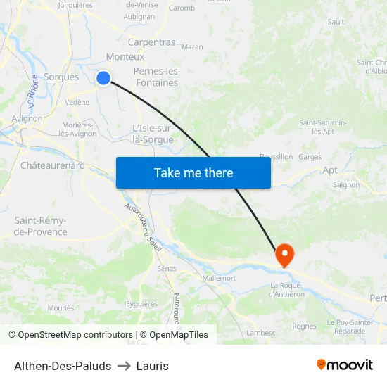 Althen-Des-Paluds to Lauris map