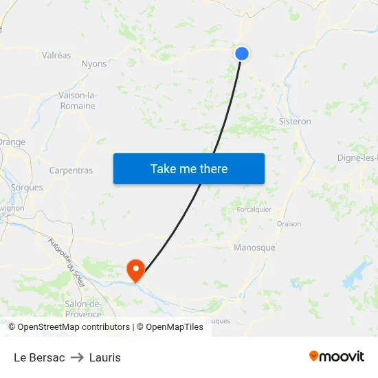 Le Bersac to Lauris map