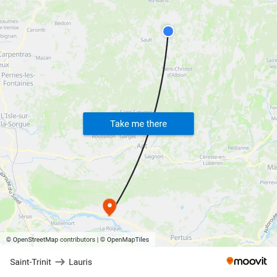 Saint-Trinit to Lauris map