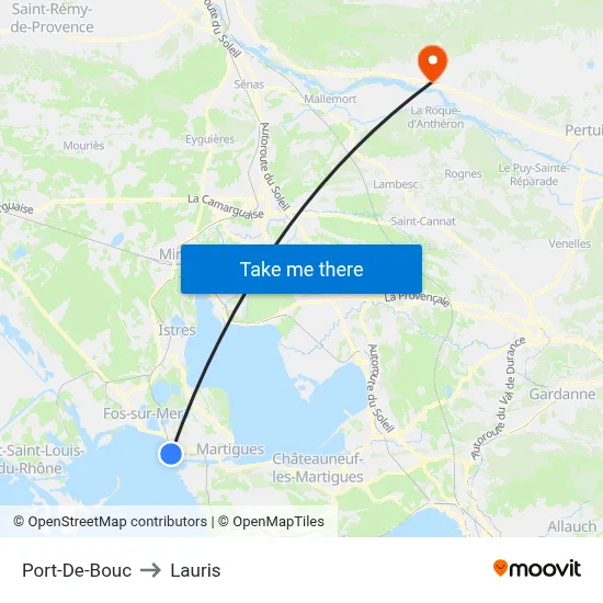 Port-De-Bouc to Lauris map
