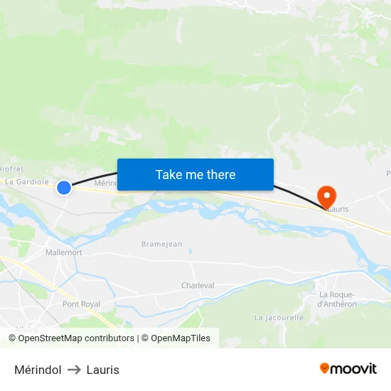 Mérindol to Lauris map