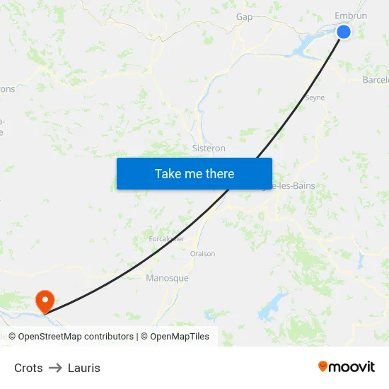 Crots to Lauris map