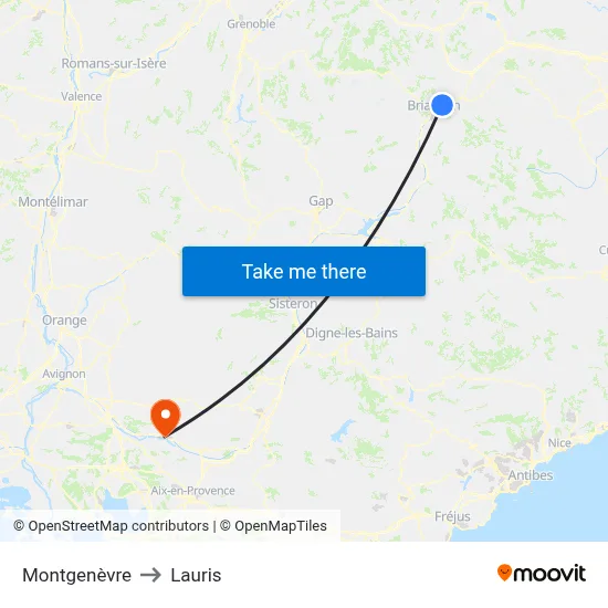 Montgenèvre to Lauris map