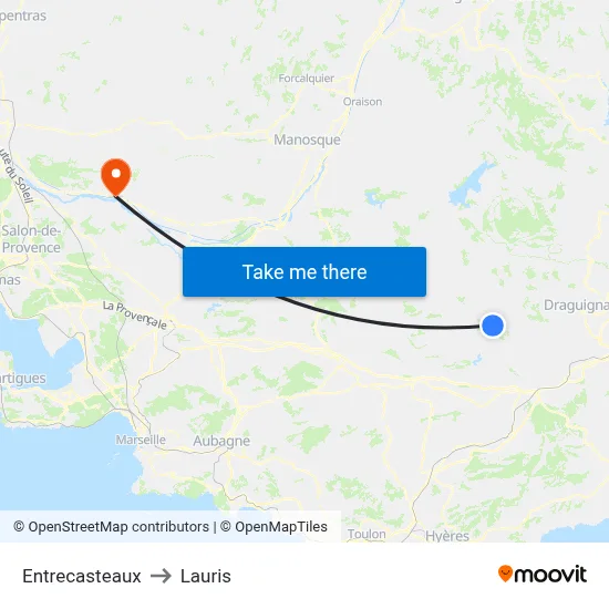 Entrecasteaux to Lauris map
