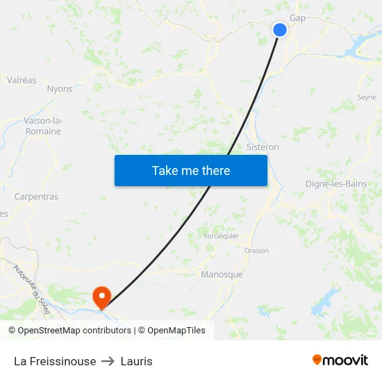 La Freissinouse to Lauris map