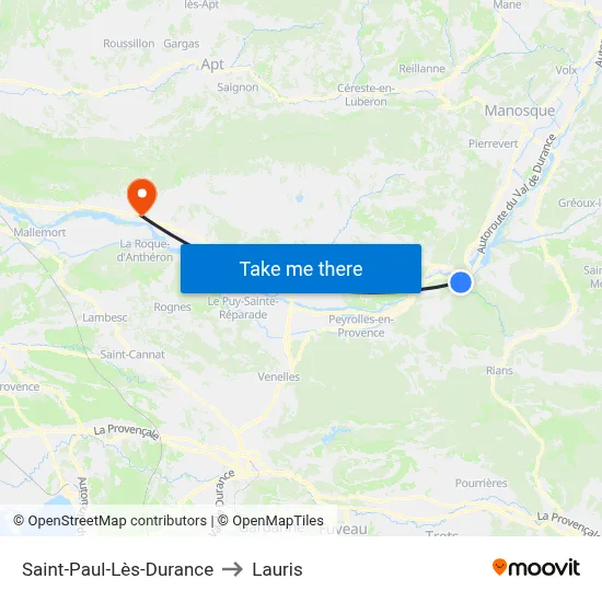 Saint-Paul-Lès-Durance to Lauris map