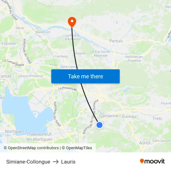 Simiane-Collongue to Lauris map