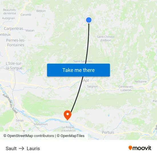 Sault to Lauris map
