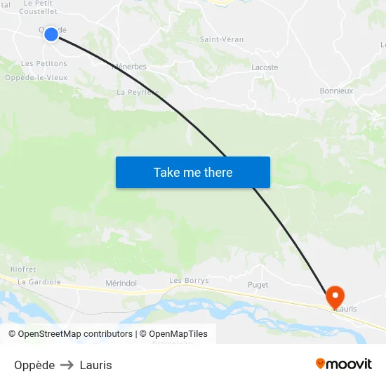 Oppède to Lauris map
