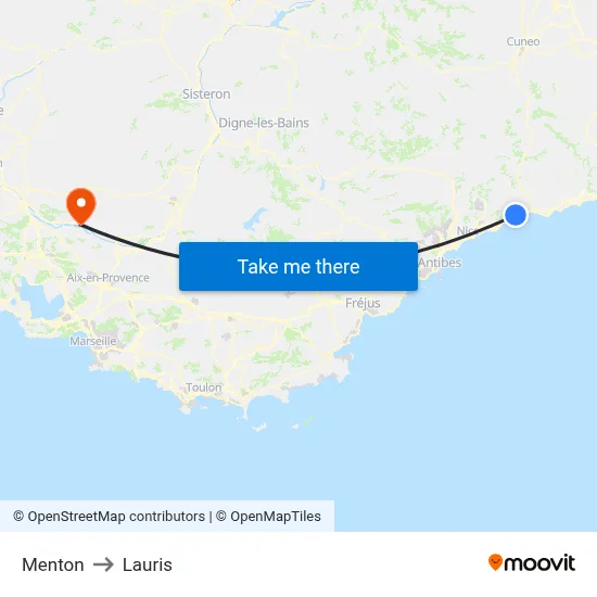 Menton to Lauris map