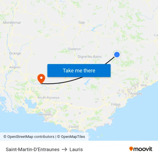 Saint-Martin-D'Entraunes to Lauris map