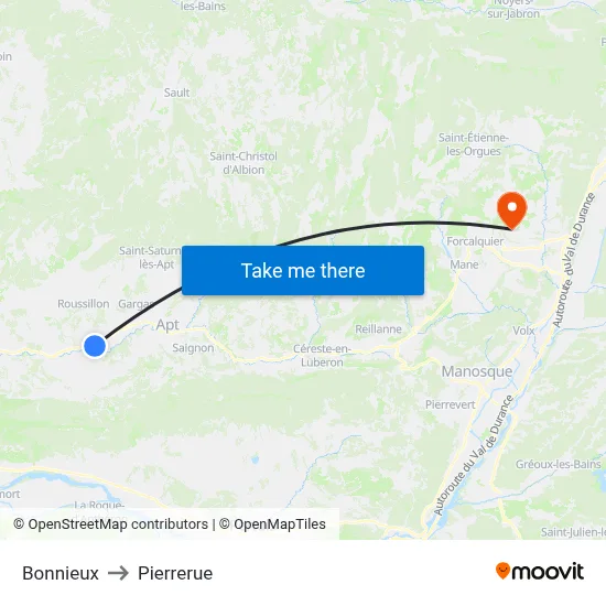 Bonnieux to Pierrerue map