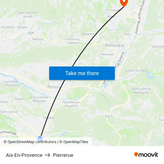 Aix-En-Provence to Pierrerue map