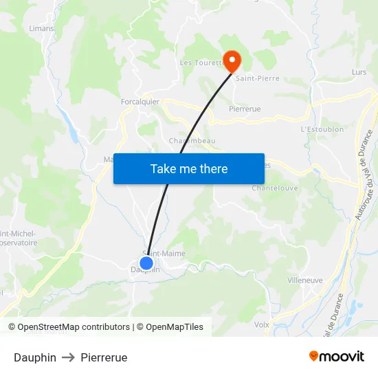 Dauphin to Pierrerue map