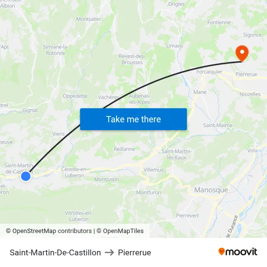 Saint-Martin-De-Castillon to Pierrerue map