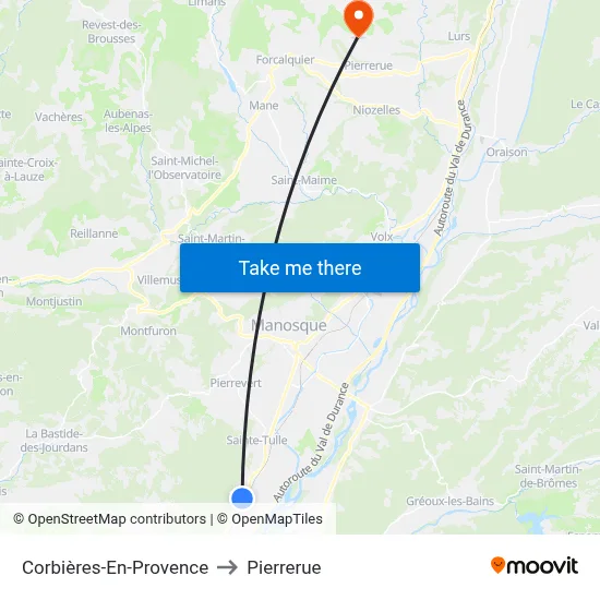 Corbières-En-Provence to Pierrerue map