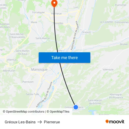 Gréoux-Les-Bains to Pierrerue map