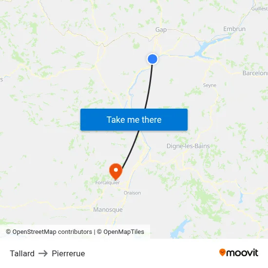 Tallard to Pierrerue map
