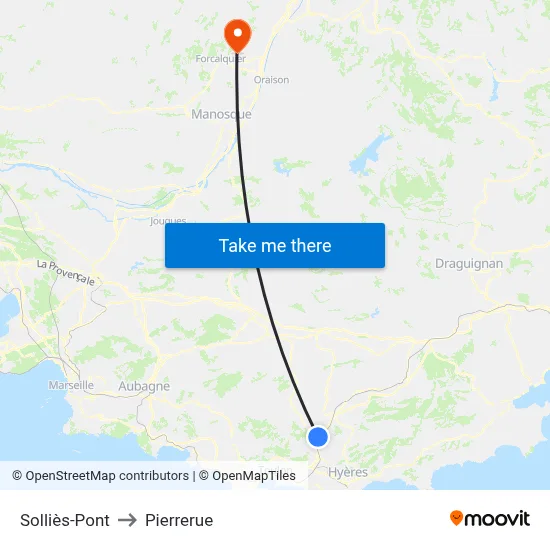 Solliès-Pont to Pierrerue map