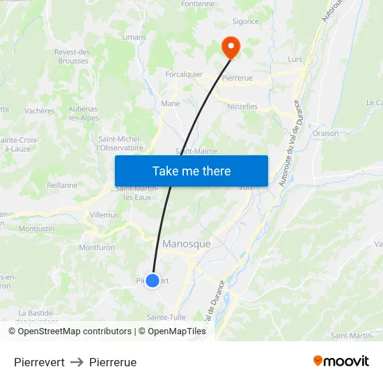 Pierrevert to Pierrerue map