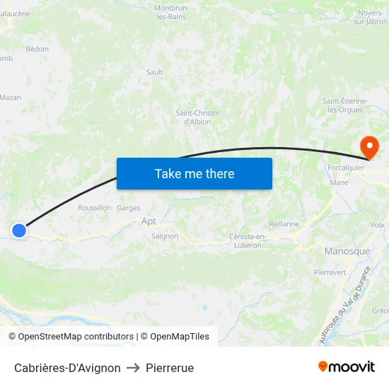 Cabrières-D'Avignon to Pierrerue map