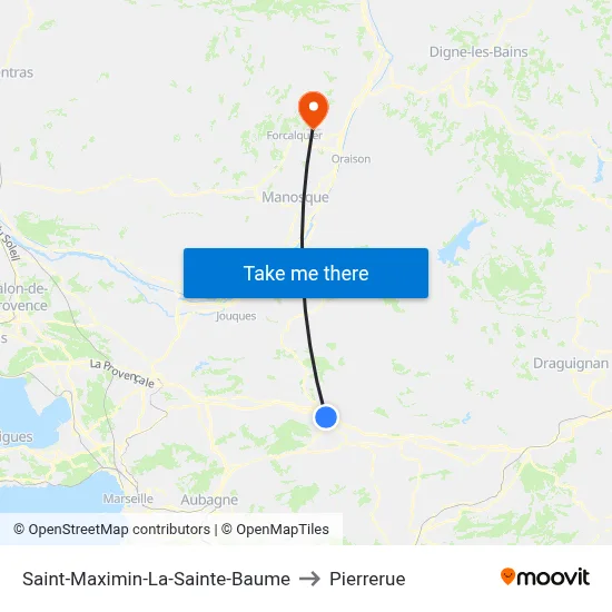 Saint-Maximin-La-Sainte-Baume to Pierrerue map