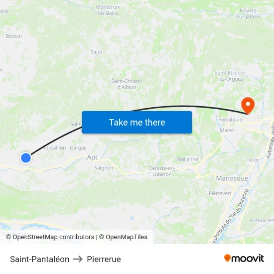 Saint-Pantaléon to Pierrerue map