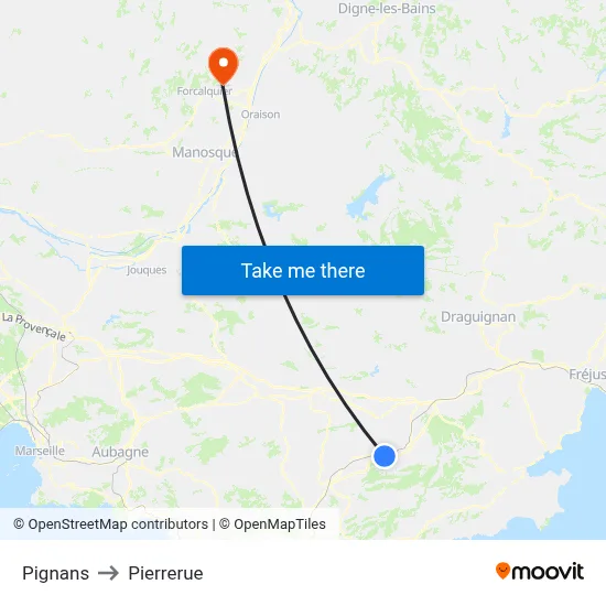 Pignans to Pierrerue map