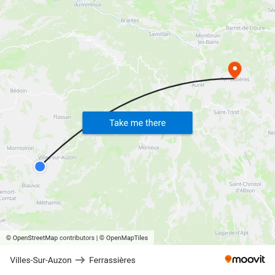 Villes-Sur-Auzon to Ferrassières map