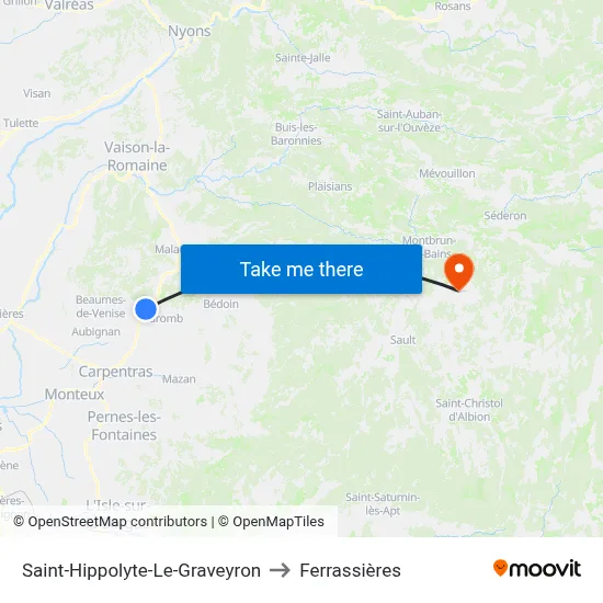 Saint-Hippolyte-Le-Graveyron to Ferrassières map