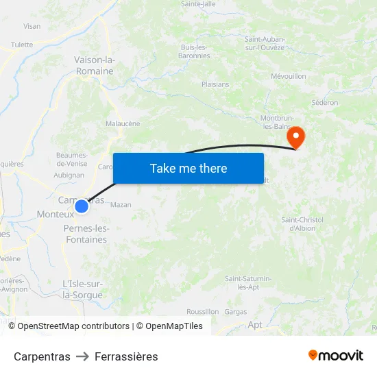 Carpentras to Ferrassières map
