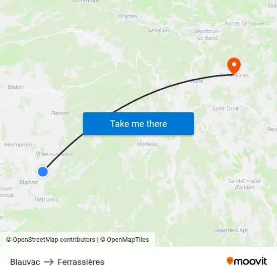 Blauvac to Ferrassières map