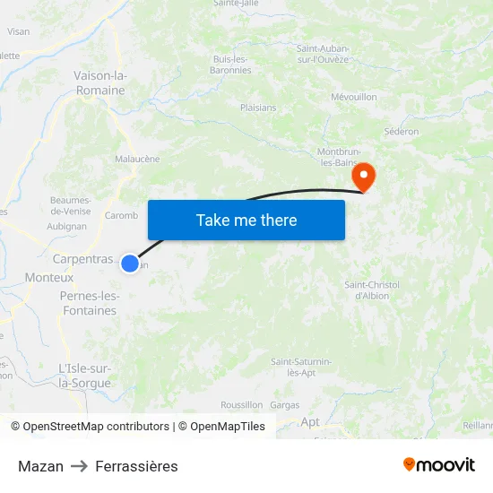 Mazan to Ferrassières map