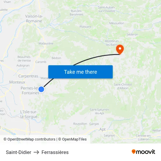 Saint-Didier to Ferrassières map