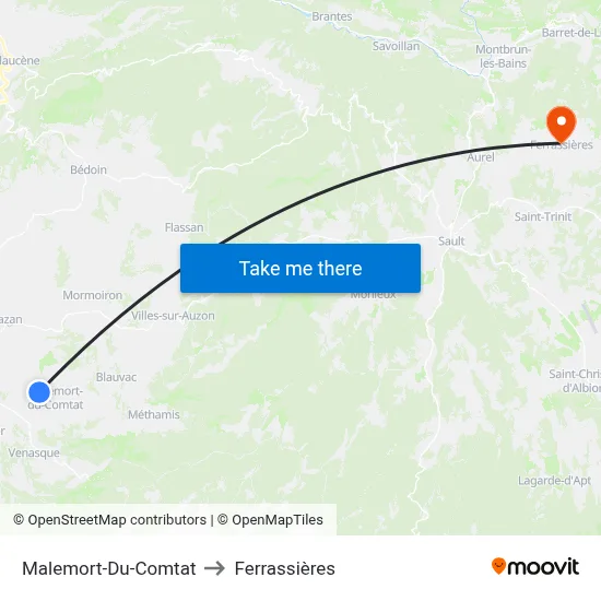 Malemort-Du-Comtat to Ferrassières map