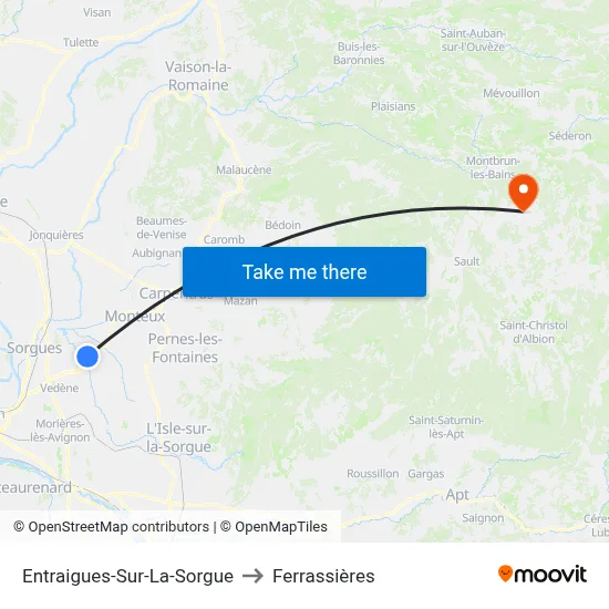 Entraigues-Sur-La-Sorgue to Ferrassières map