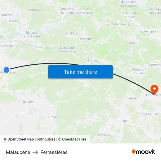 Malaucène to Ferrassières map