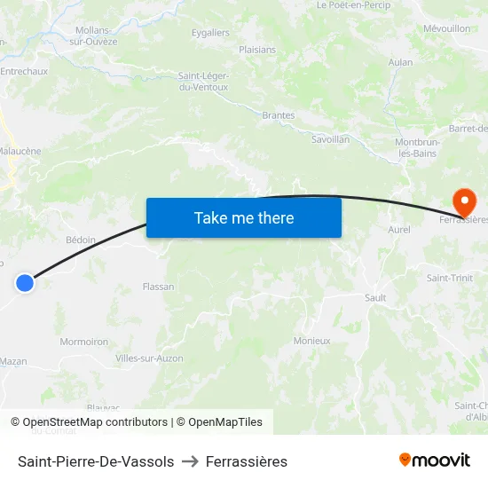 Saint-Pierre-De-Vassols to Ferrassières map