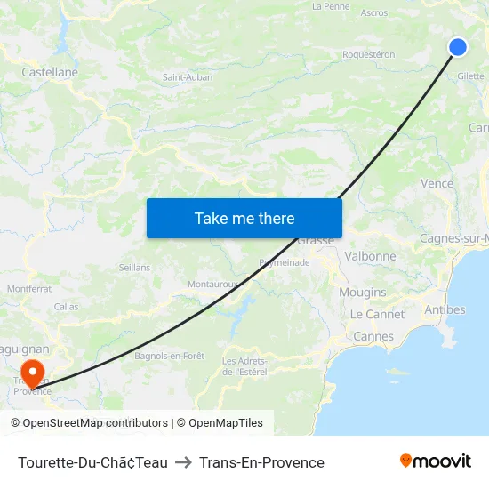 Tourette-Du-Chã¢Teau to Trans-En-Provence map