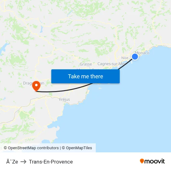 ÃˆZe to Trans-En-Provence map