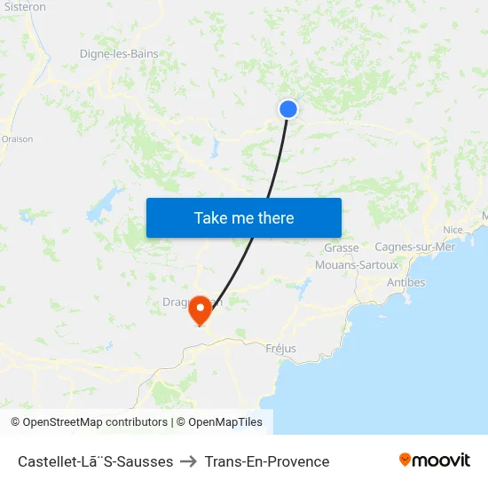 Castellet-Lã¨S-Sausses to Trans-En-Provence map