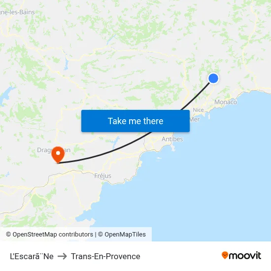 L'Escarã¨Ne to Trans-En-Provence map
