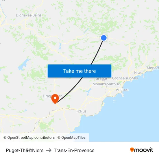 Puget-Thã©Niers to Trans-En-Provence map
