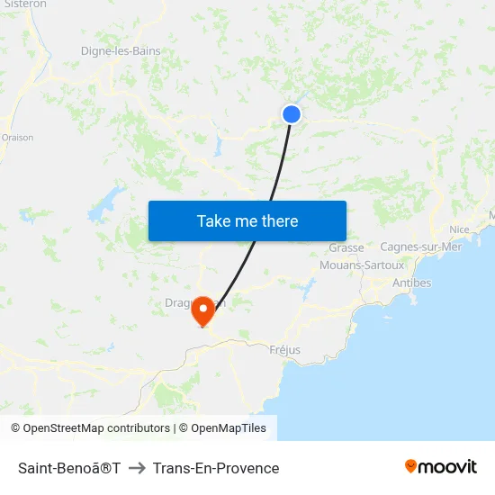 Saint-Benoã®T to Trans-En-Provence map