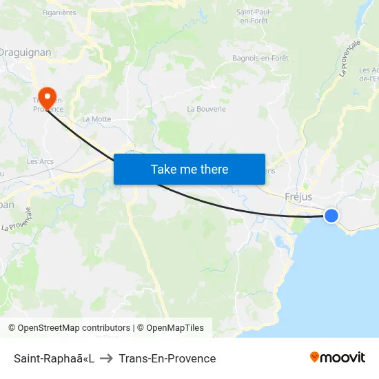 Saint-Raphaã«L to Trans-En-Provence map