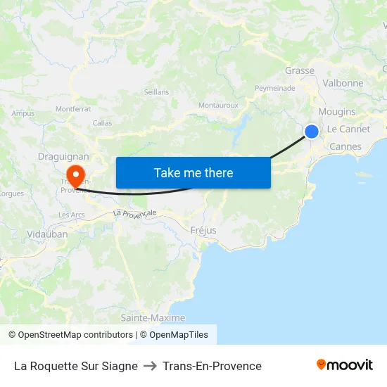 La Roquette Sur Siagne to Trans-En-Provence map